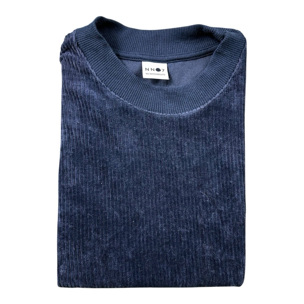 NN07 No Nationality Benja Blue Corduroy Crewneck Sweater Mens Large